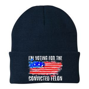 Us Flag Distressed Style I Am Voting For Convicted Felon Knit Cap Winter Beanie