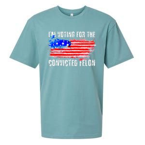 Us Flag Distressed Style I Am Voting For Convicted Felon Sueded Cloud Jersey T-Shirt