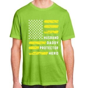 Us Flag Distressed Husband Daddy Protector Hero Cool Father Great Gift Adult ChromaSoft Performance T-Shirt