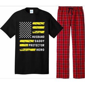 Us Flag Distressed Husband Daddy Protector Hero Cool Father Great Gift Pajama Set