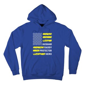 Us Flag Distressed Husband Daddy Protector Hero Cool Father Great Gift Hoodie