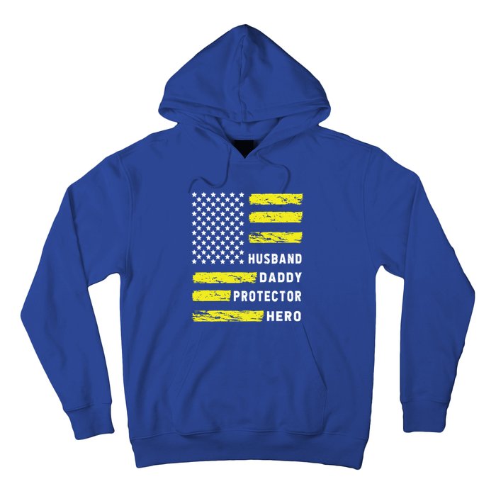 Us Flag Distressed Husband Daddy Protector Hero Cool Father Great Gift Hoodie