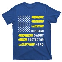 Us Flag Distressed Husband Daddy Protector Hero Cool Father Great Gift T-Shirt