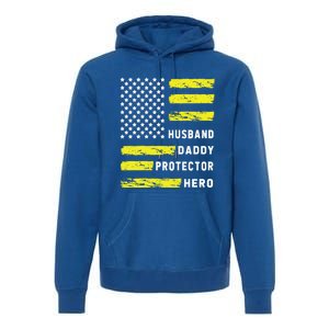 Us Flag Distressed Husband Daddy Protector Hero Cool Father Great Gift Premium Hoodie