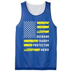 Us Flag Distressed Husband Daddy Protector Hero Cool Father Great Gift Mesh Reversible Basketball Jersey Tank