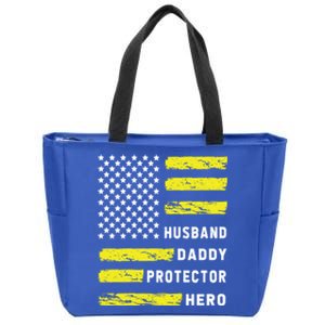 Us Flag Distressed Husband Daddy Protector Hero Cool Father Great Gift Zip Tote Bag