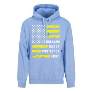 Us Flag Distressed Husband Daddy Protector Hero Cool Father Great Gift Unisex Surf Hoodie