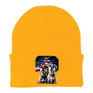 Usa Flag Dog Knit Cap Winter Beanie