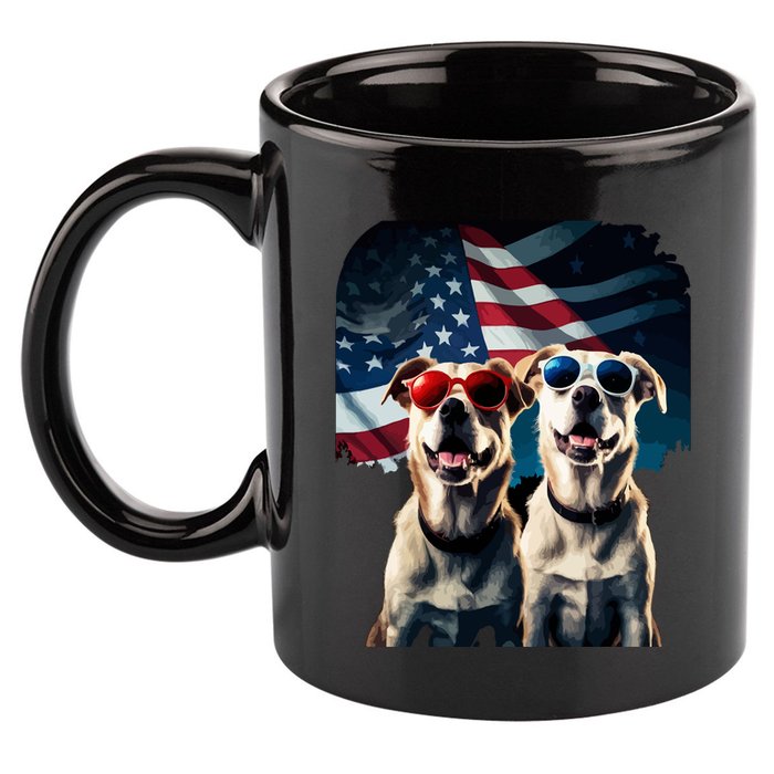 Usa Flag Dog 11oz C Handle Ceramic Mug