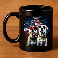 Usa Flag Dog 11oz C Handle Ceramic Mug