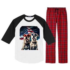 Usa Flag Dog Raglan Sleeve Pajama Set