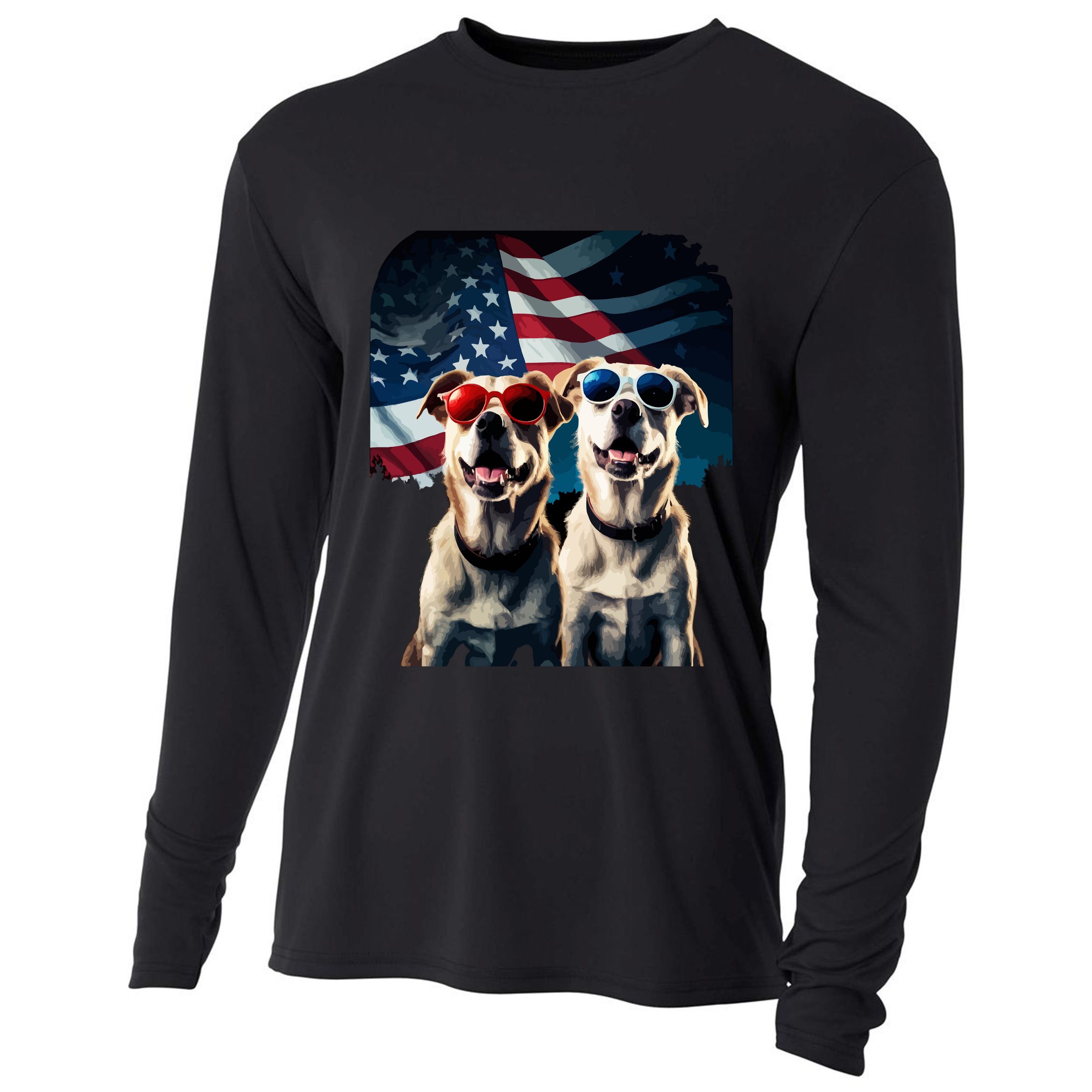 Usa Flag Dog Cooling Performance Long Sleeve Crew