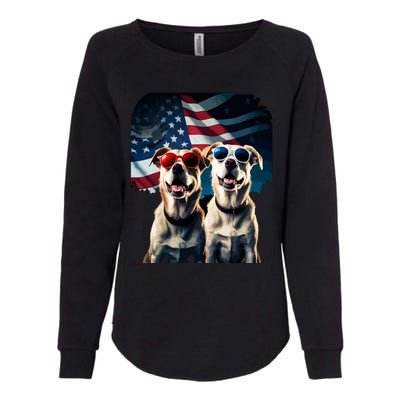 Usa Flag Dog Womens California Wash Sweatshirt