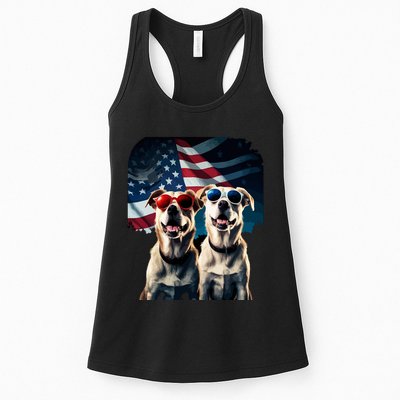 Usa Flag Dog Womens Tank Top