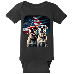 Usa Flag Dog Baby Bodysuit