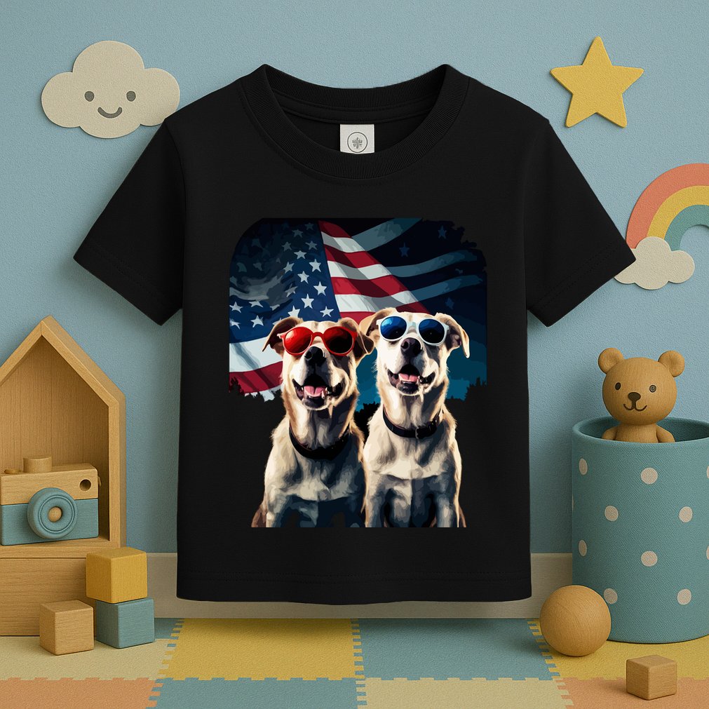 Usa Flag Dog Toddler T-Shirt