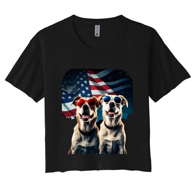 Usa Flag Dog Crop Top