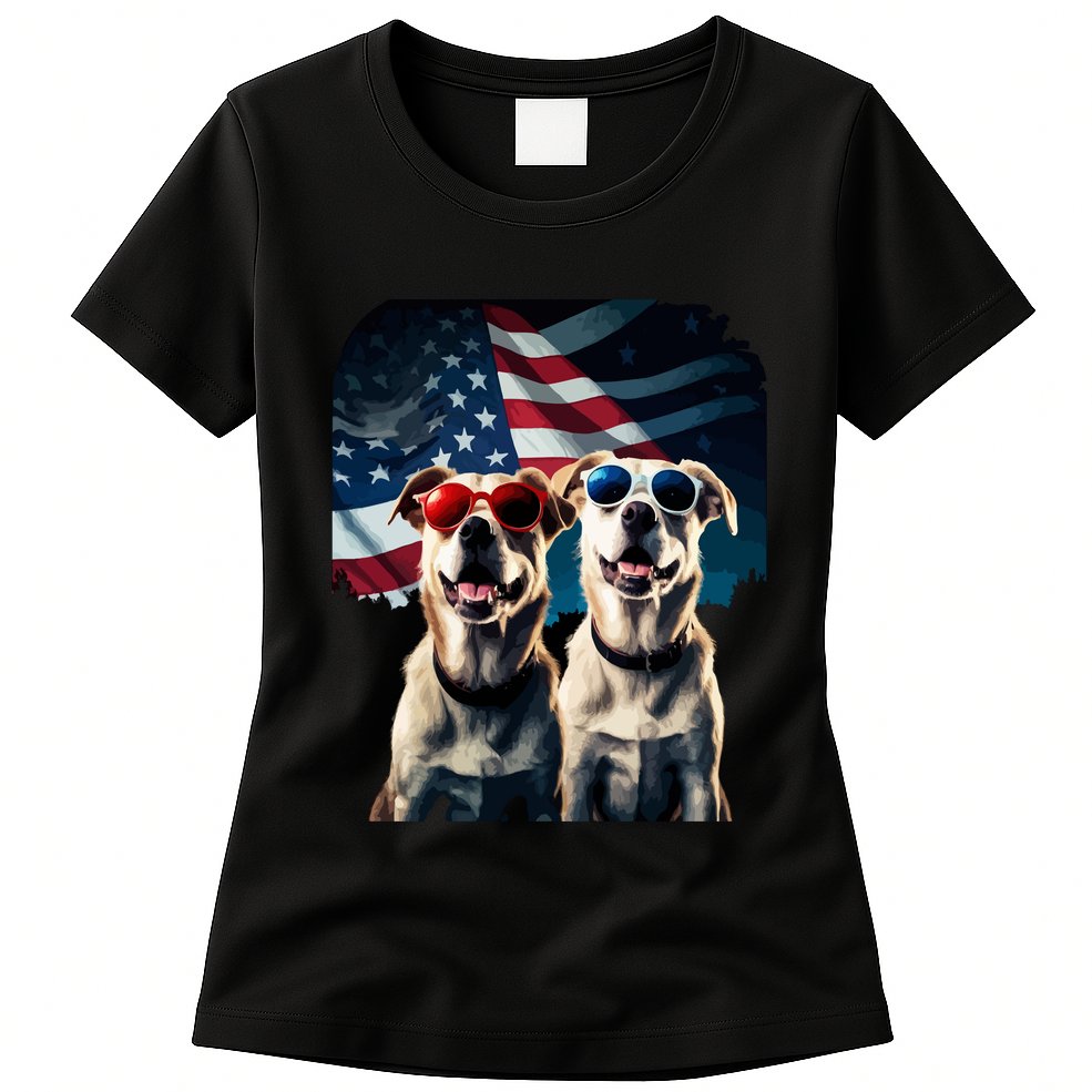 Usa Flag Dog Womens T-Shirt