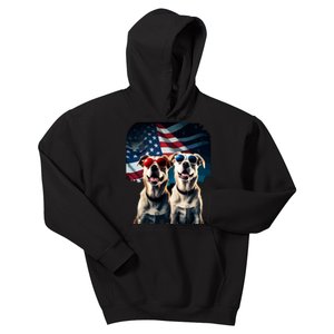 Usa Flag Dog Kids Hoodie