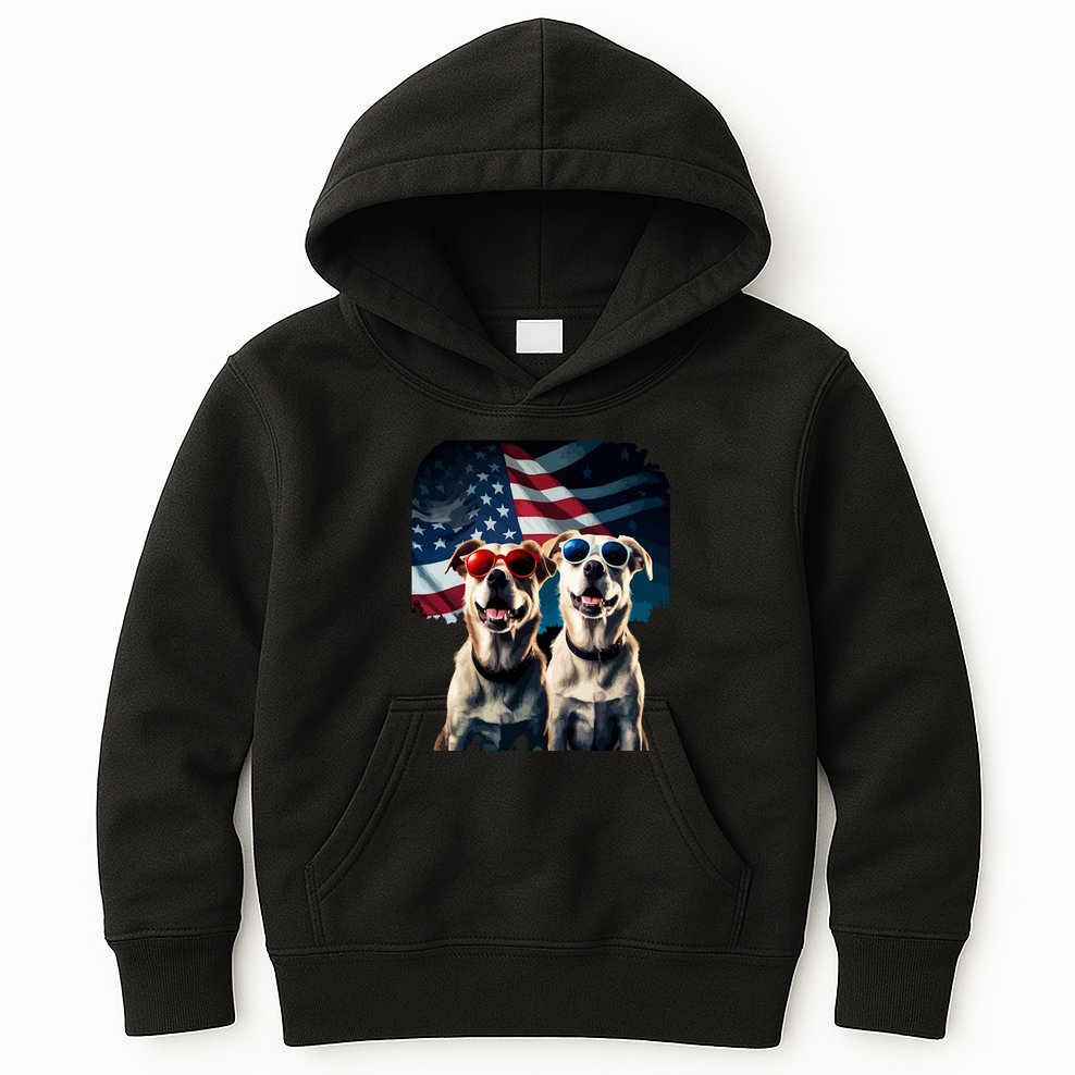Usa Flag Dog Kids Hoodie