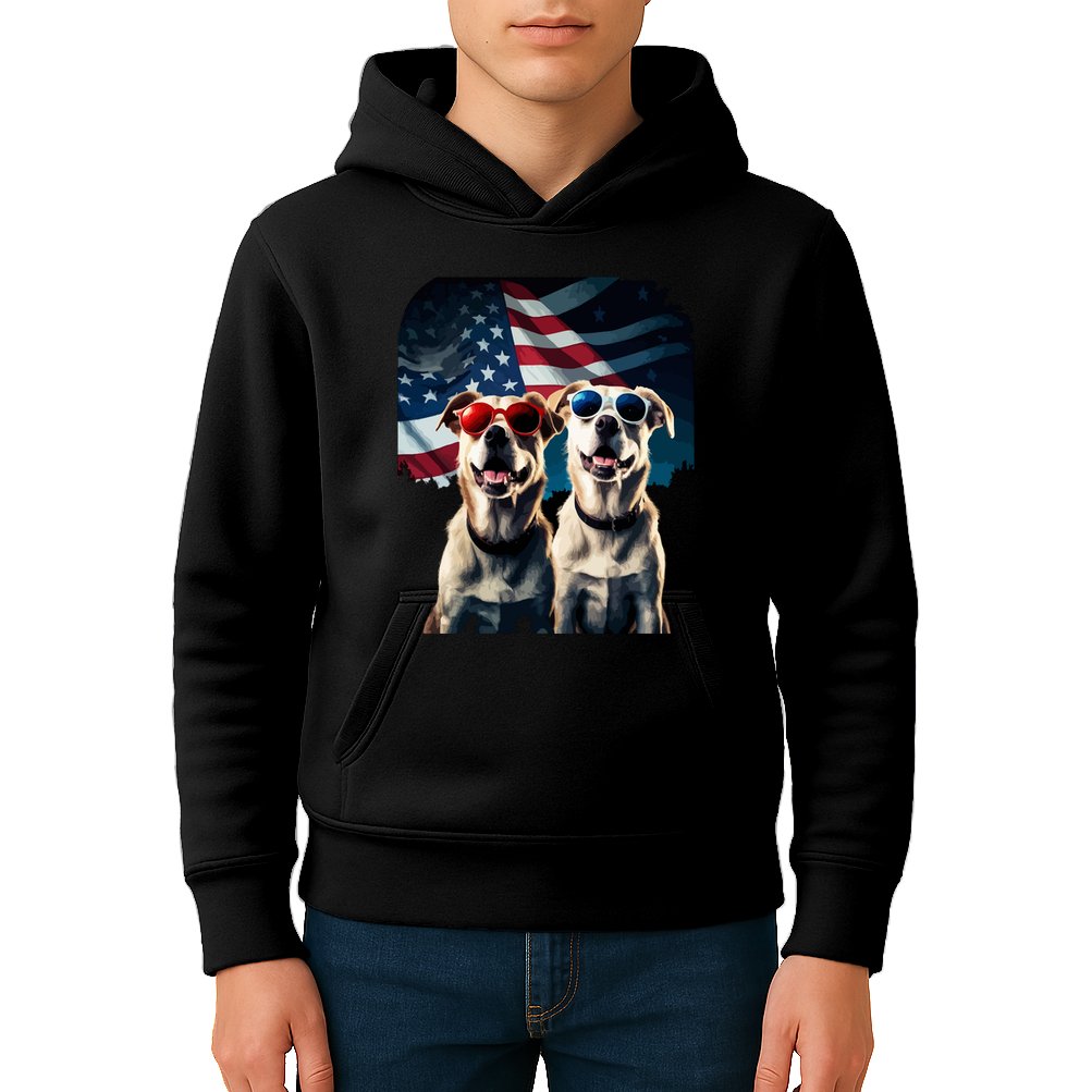 Usa Flag Dog Kids Hoodie