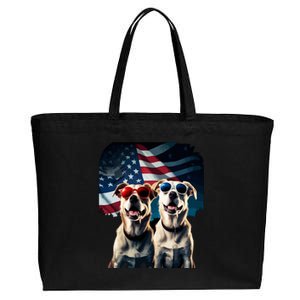 Usa Flag Dog Cotton Canvas Jumbo Tote