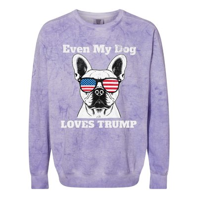 Usa Flag Even My Dog Loves Trump Colorblast Crewneck Sweatshirt