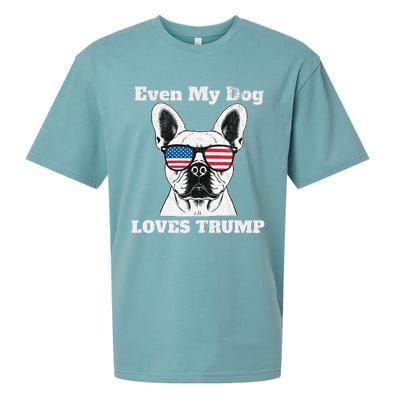 Usa Flag Even My Dog Loves Trump Sueded Cloud Jersey T-Shirt