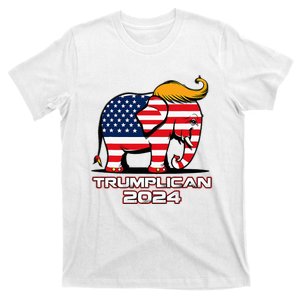 Us Flag Elephant Trumplican 2024 T-Shirt