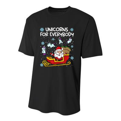 Unicorns For Everybody Santa Sled Funny Christmas Unicorn Youth Performance Sprint T-Shirt