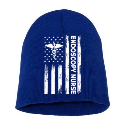 Usa Flag Endoscopy Nurse Design Proud Gi Nurses America Gift Short Acrylic Beanie