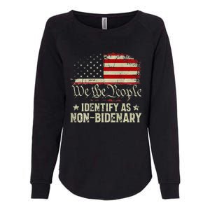 USA Flag Funny Biden I Identify As Non Bidenary (On Back) Womens California Wash Sweatshirt