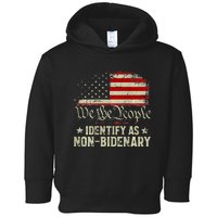 USA Flag Funny Biden I Identify As Non Bidenary (On Back) Toddler Hoodie