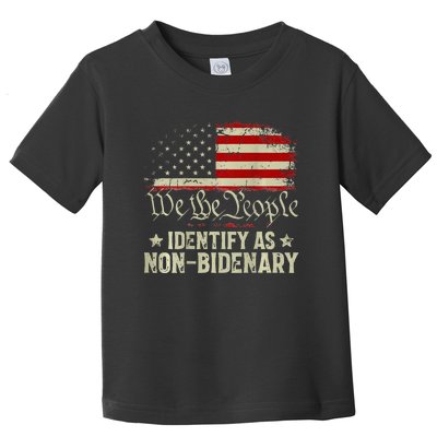 USA Flag Funny Biden I Identify As Non Bidenary (On Back) Toddler T-Shirt