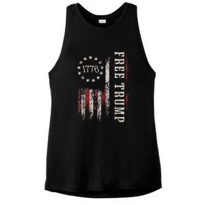 Usa Flag Free Donald Trump Republican Support Ladies PosiCharge Tri-Blend Wicking Tank