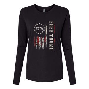 Usa Flag Free Donald Trump Republican Support Womens Cotton Relaxed Long Sleeve T-Shirt