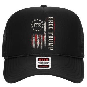 Usa Flag Free Donald Trump Republican Support High Crown Mesh Back Trucker Hat