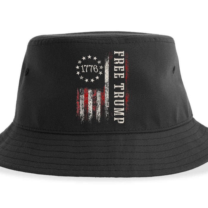 Usa Flag Free Donald Trump Republican Support Sustainable Bucket Hat