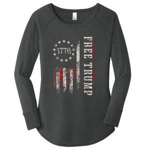 Usa Flag Free Donald Trump Republican Support Women's Perfect Tri Tunic Long Sleeve Shirt