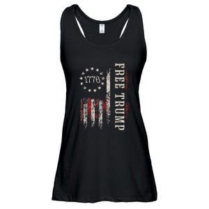 Usa Flag Free Donald Trump Republican Support Ladies Essential Flowy Tank