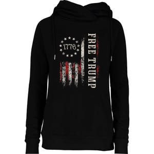 Usa Flag Free Donald Trump Republican Support Womens Funnel Neck Pullover Hood