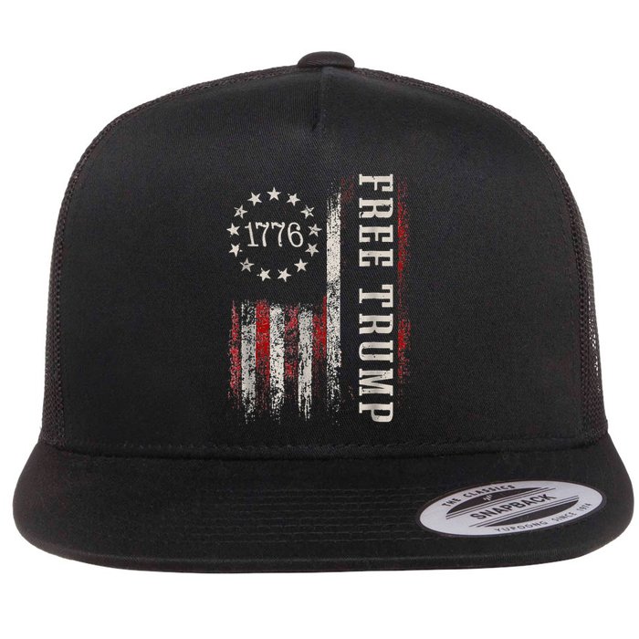 Usa Flag Free Donald Trump Republican Support Flat Bill Trucker Hat