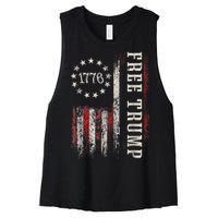 Usa Flag Free Donald Trump Republican Support Women's Racerback Cropped Tank