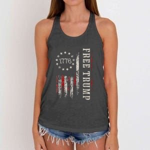 Usa Flag Free Donald Trump Republican Support Women's Knotted Racerback Tank