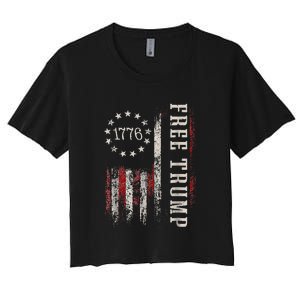 Usa Flag Free Donald Trump Republican Support Women's Crop Top Tee