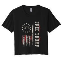 Usa Flag Free Donald Trump Republican Support Women's Crop Top Tee