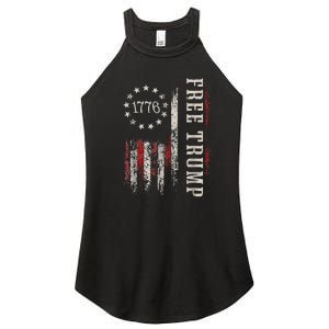 Usa Flag Free Donald Trump Republican Support Women's Perfect Tri Rocker Tank