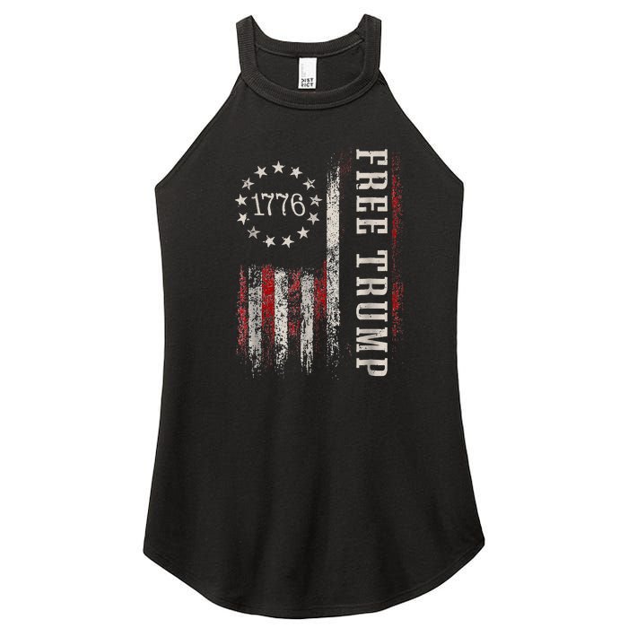 Usa Flag Free Donald Trump Republican Support Women's Perfect Tri Rocker Tank