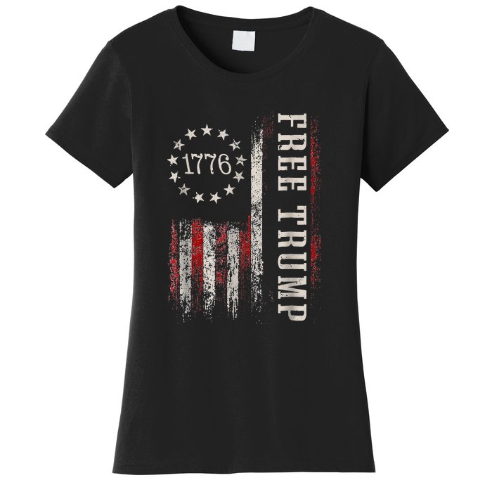 Usa Flag Free Donald Trump Republican Support Women's T-Shirt