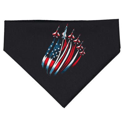 Usa Flag Fighter Jets 4th Of July USA-Made Doggie Bandana